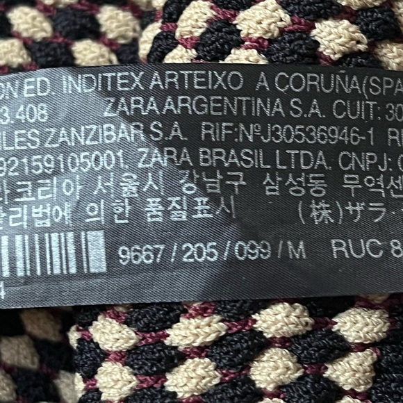 Zara Geometric Shape Pattern Sweater Tan Black Maroon Size Medium - Picture 4 of 6